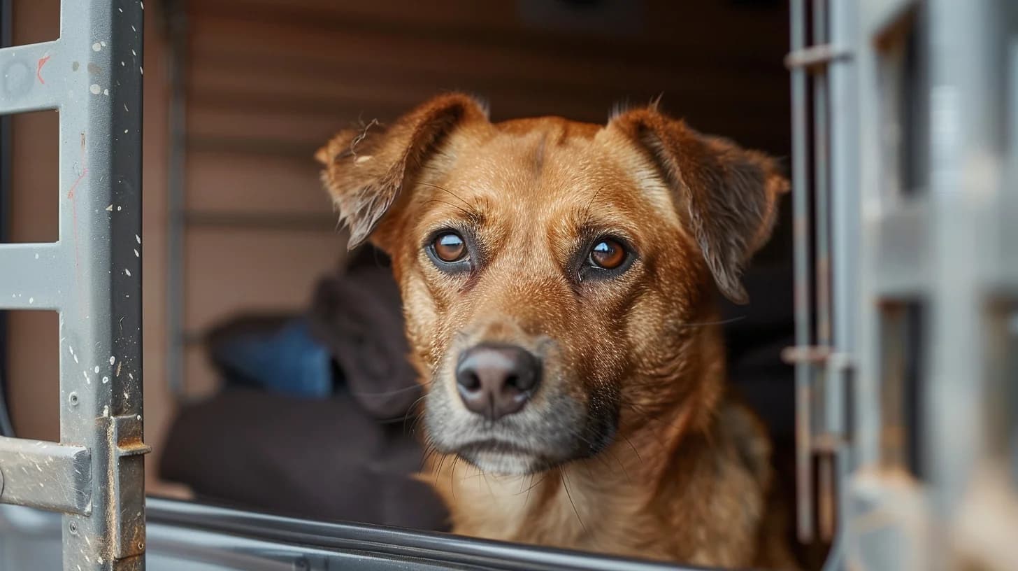 Rescue dog arriving from European transport